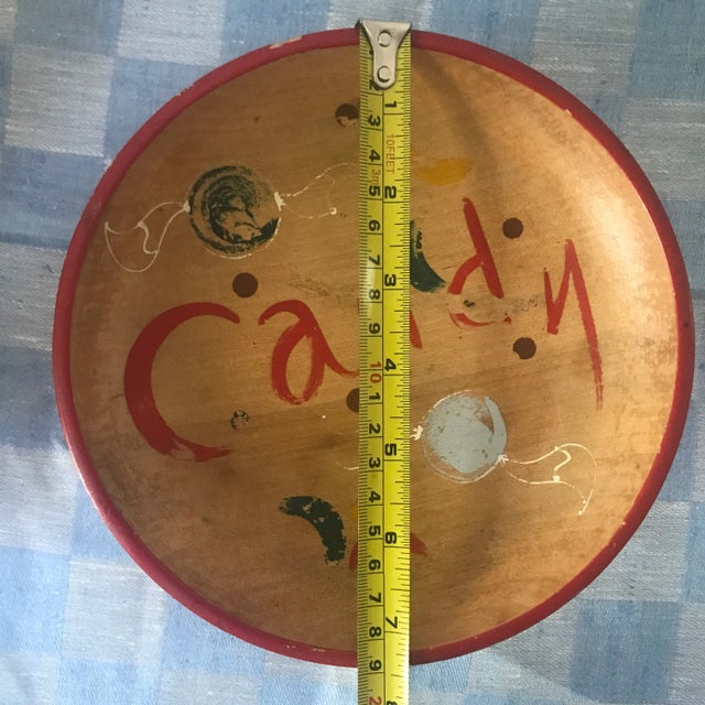 Vintage Japanese Tripod Tapered Leg Wooden Candy Dish Made by Woodpecker Wood Ware For Sale - Image 10 of 11