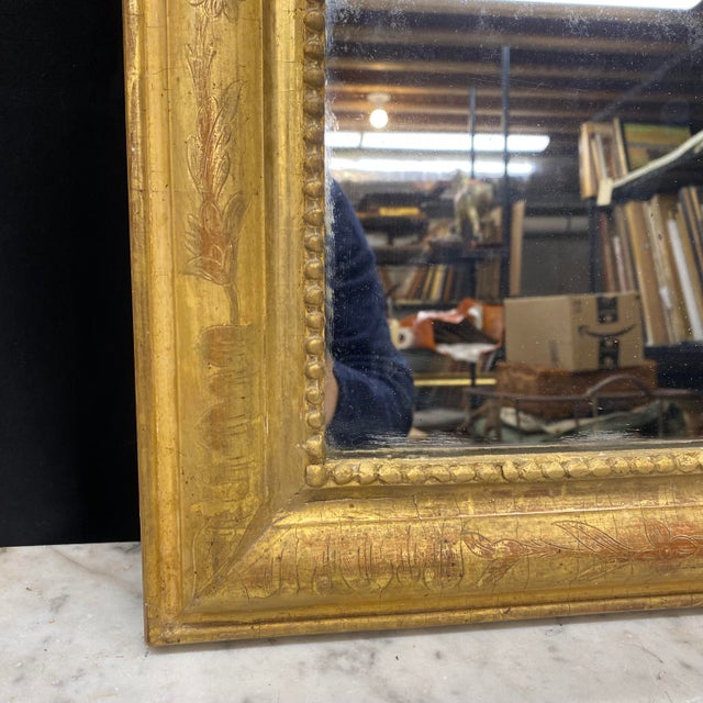 Mid 19th Century French Gold Wall Mirror Louis Philippe Gold Leaf Giltwood 19th Century For Sale - Image 5 of 8