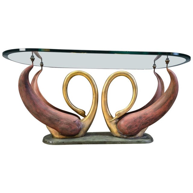 Vintage Brass Swan Coffee Table, 1970s For Sale - Image 11 of 11