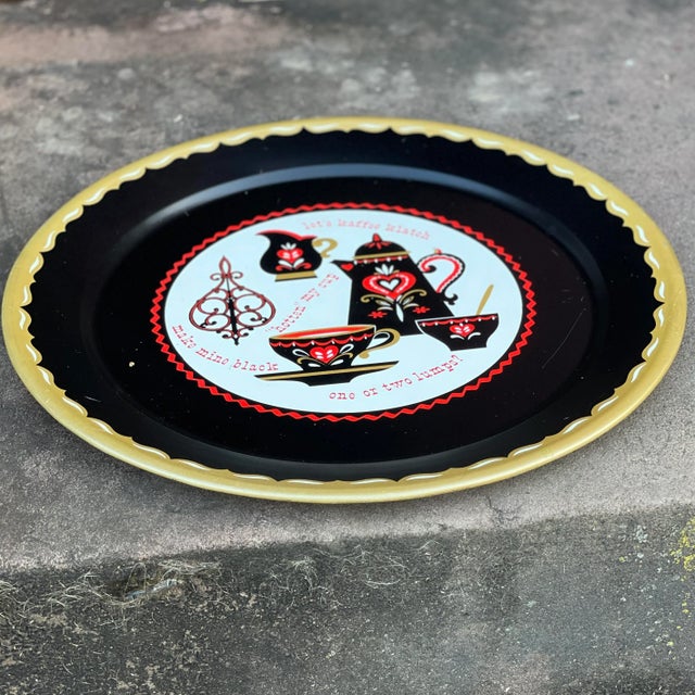 Mid 20th Century Vintage 1950s “Let’s Kaffee Klatch” Lithograph Print on Tole Tray For Sale - Image 5 of 6