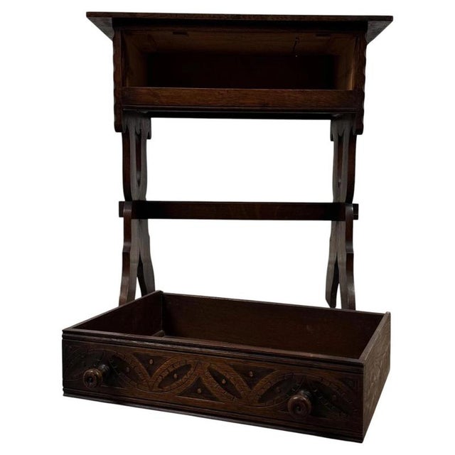Antique English Oak Side Table with Gallery, 1900s For Sale - Image 3 of 9