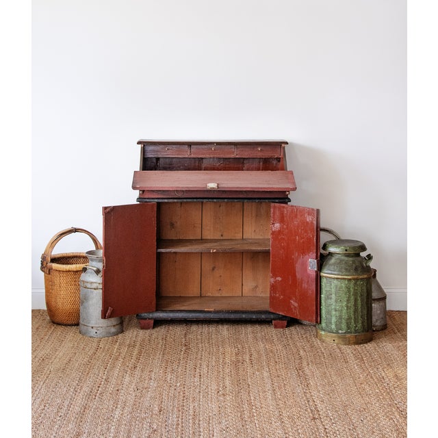 19th C. Continental Painted Slant-Front Secretary With Figural Scenes For Sale - Image 4 of 5