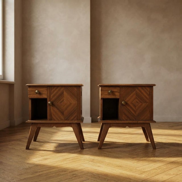 Mid-Century Modern Wooden Nightstands, 1940s, Set of 2 For Sale - Image 15 of 15