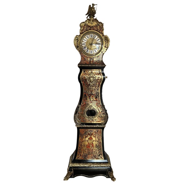 Napoleon III Marquetry Inlaid Eight Day Longcase Clock, 1870s For Sale