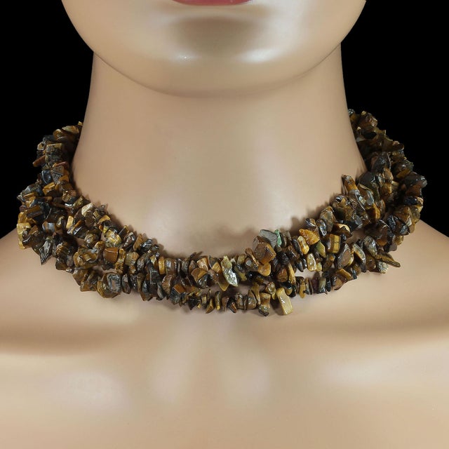 Traditional Ajd Two 34 Inch Infinity Chatoyant Tiger's Eye Chip Necklaces Great Gift For Sale - Image 3 of 6