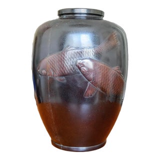 1930s Art Deco Japanese Bronze Vase For Sale