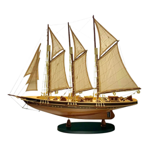 Late 20th Century Ship Model Wooden Sailboat Nautical Coastal Theme Vintage Office Decor