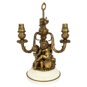 Antique French Ormolu Cherub Table Lamp, 1870