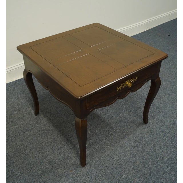 Henredon Henredon Furniture Solid Walnut Rustic Country Style 26" Square Accent End Table 42-8300 For Sale - Image 4 of 13