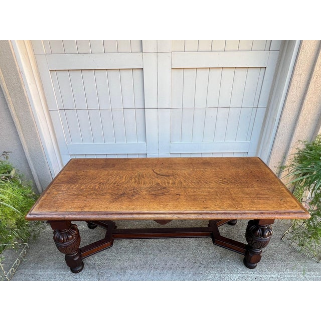 Antique English Oak Refectory Console Hall Table Carved Jacobean or Tudor C1890 For Sale - Image 15 of 18