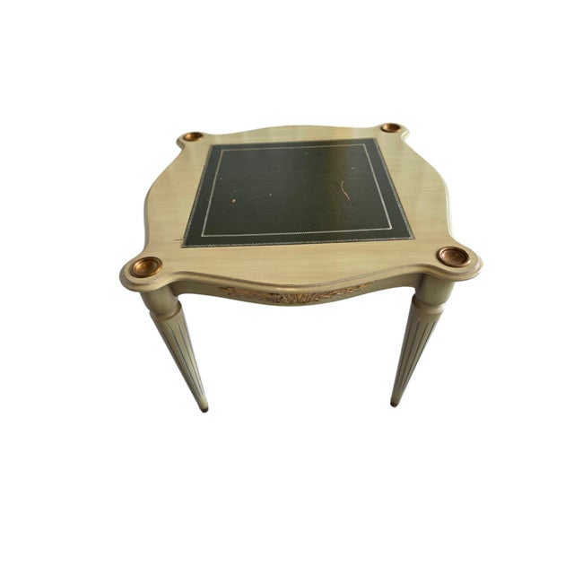 Mid-Century Louis XVI Style Game Table with Green Leather Top and Armchairs, 1960s, Set of 5 For Sale - Image 13 of 18