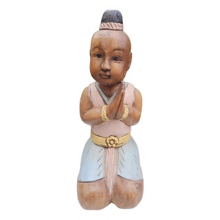 Buddha Figurine in Wood, 1950s For Sale