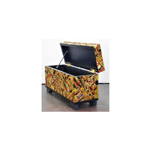 2000 - 2009 Carved and Painted Trunk Dated 2006 Is Signed by the Listed Artist Tom Cramer (Oregon, 1960 - ) For Sale - Image 5 of 8