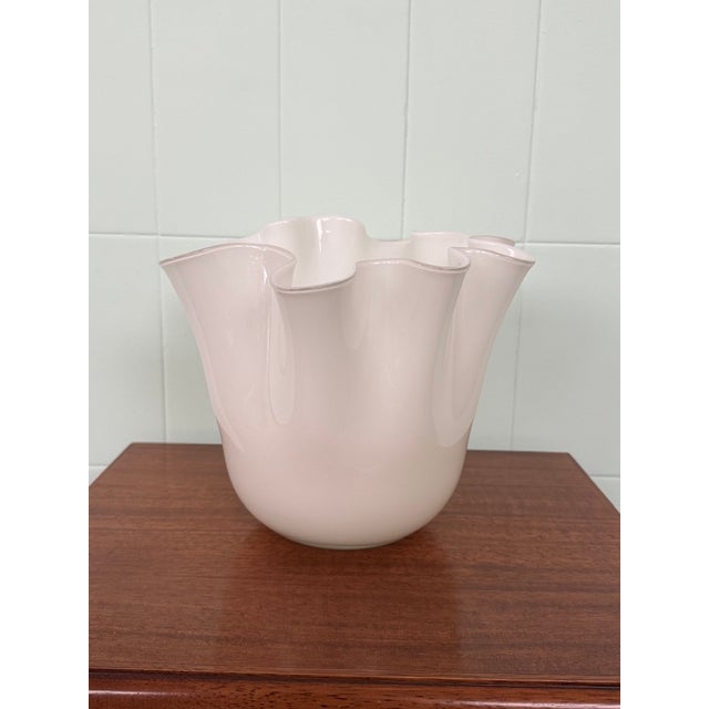 Italian Handkerchief Vase in Opaline White Murano Glass, 1970s For Sale - Image 16 of 16