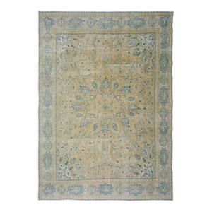 1970s Vintage Persian Handknotted Wool Green Oversize Area Rug