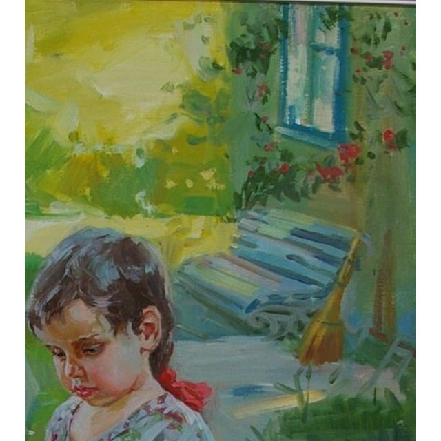 Realism Soviet Children Portraits of Children Oil Painting Original Ukrainian Artist Polyakova M. 90-80 For Sale - Image 3 of 6