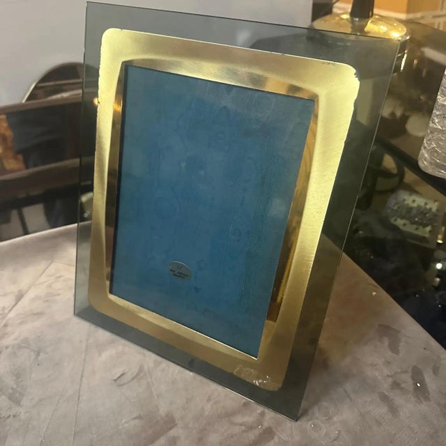 1960s High Quality Mid-Century Modern Smoked Glass Italian Picture Frame For Sale - Image 9 of 11
