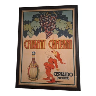 1940s Italian Original Vintage Advertising Poster, Framed For Sale