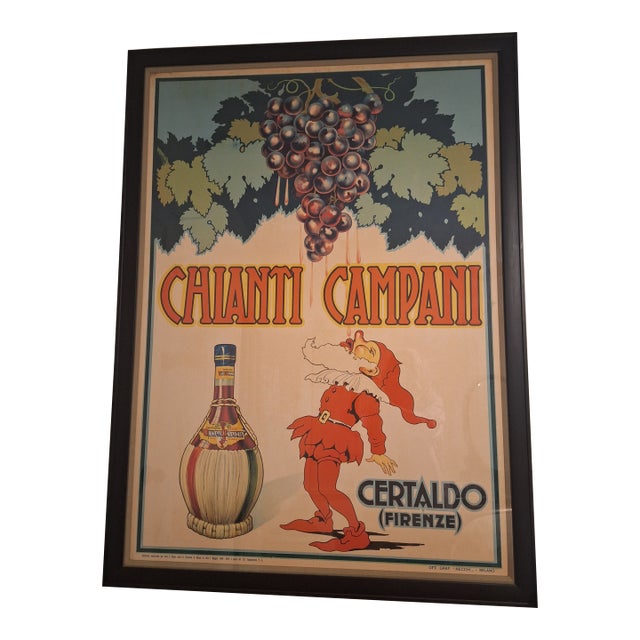1940s Italian Original Vintage Advertising Poster, Framed For Sale