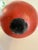 Extra-Large Red Porcelain Pear With Metal Stem and Leaf For Sale - Image 10 of 10