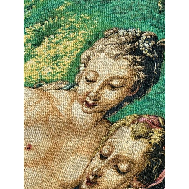 1970s French Screen-Printed Tapestry with Leda and the Swan Motif in the style of Aubusson, 1970s For Sale - Image 5 of 18