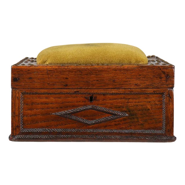 French Art Deco Sewing Box in Sculpted Wood, 1890s For Sale