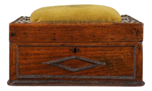 French Art Deco Sewing Box in Sculpted Wood, 1890s