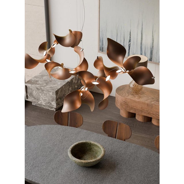 Dune 10 Curve Chandelier with Shades in Copper Metallic Tone by Daniel Becker for Moss Objects For Sale - Image 4 of 9