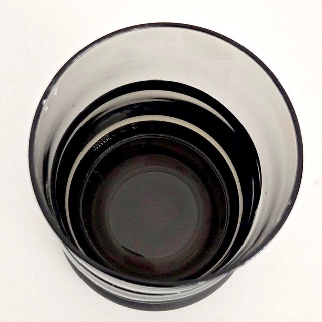 1980s Double Dipped Smoked Glass Vase or Pillar Candle Holder For Sale - Image 9 of 10