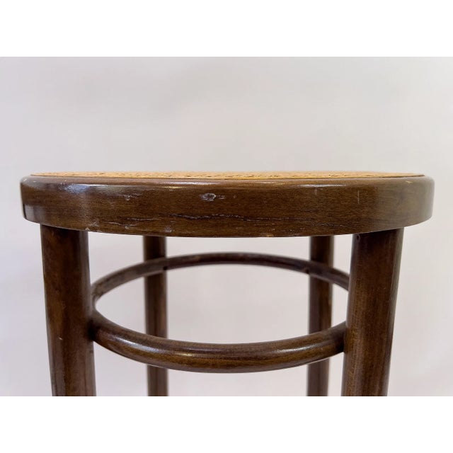 1960s Bentwood & Rattan Bar Stools Pair - Made in Yugoslavia For Sale - Image 4 of 8
