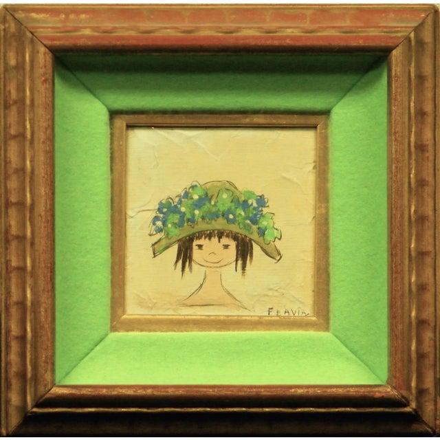 Mid 20th Century Flower Girl by Flavia Marie Weedn, Oil Painting, Framed For Sale