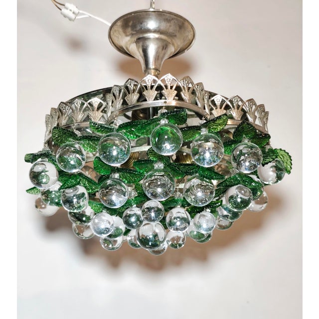 Metal Vintage Italian Crystal Ceiling Lamp, 1960s For Sale - Image 7 of 18