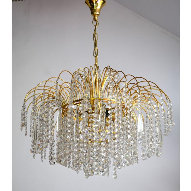 Large Hollywood Regency Swarovski Crystal Waterfall Chandelier, 1980s For Sale - Image 9 of 11