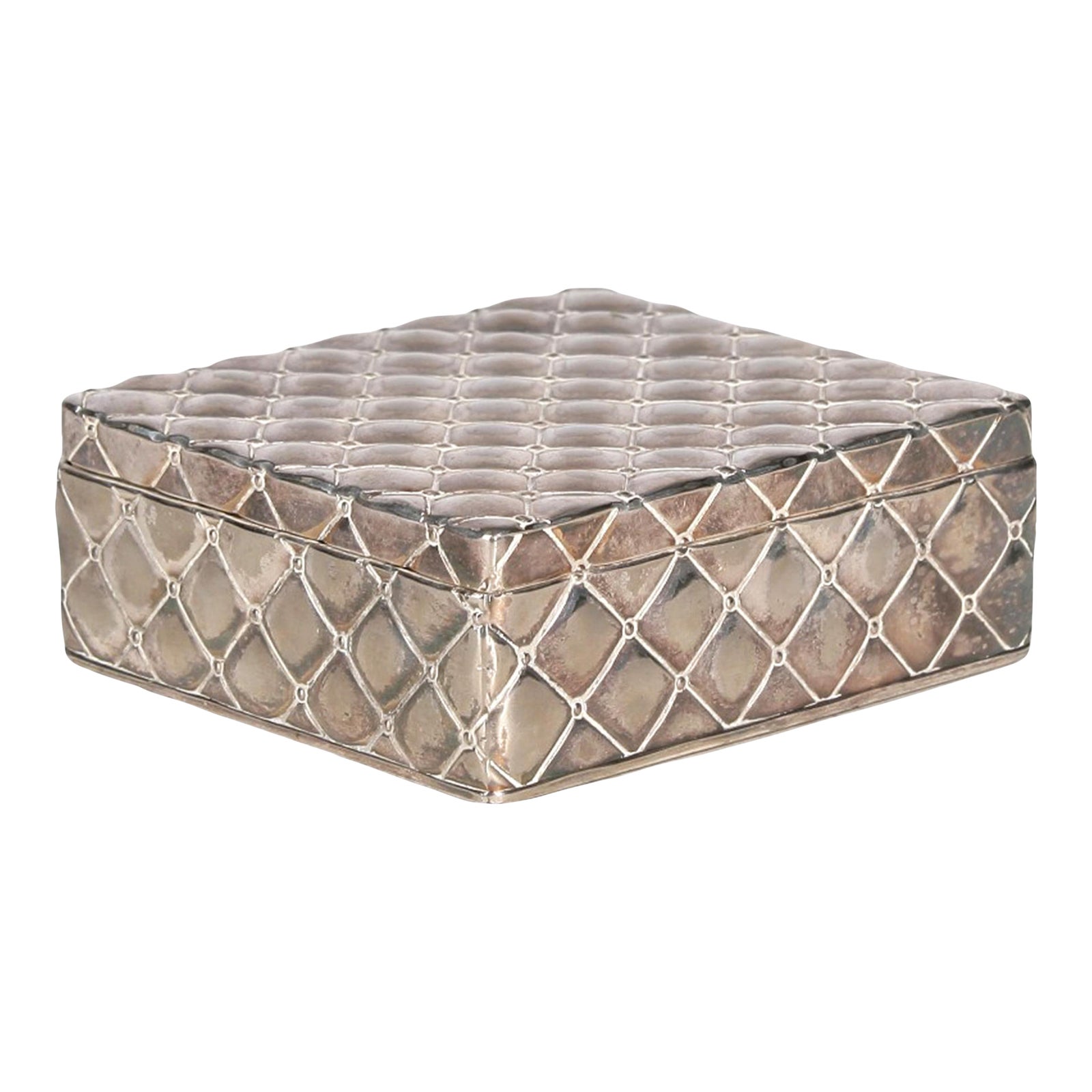 1920s Vienna Secession Silvered Metal Box With Wooden