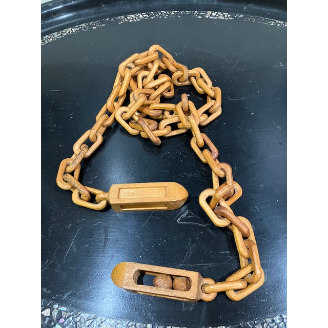 Mid 20th Century Mid-Century Hand-Carved Wooden Chain-Link Game For Sale - Image 5 of 10