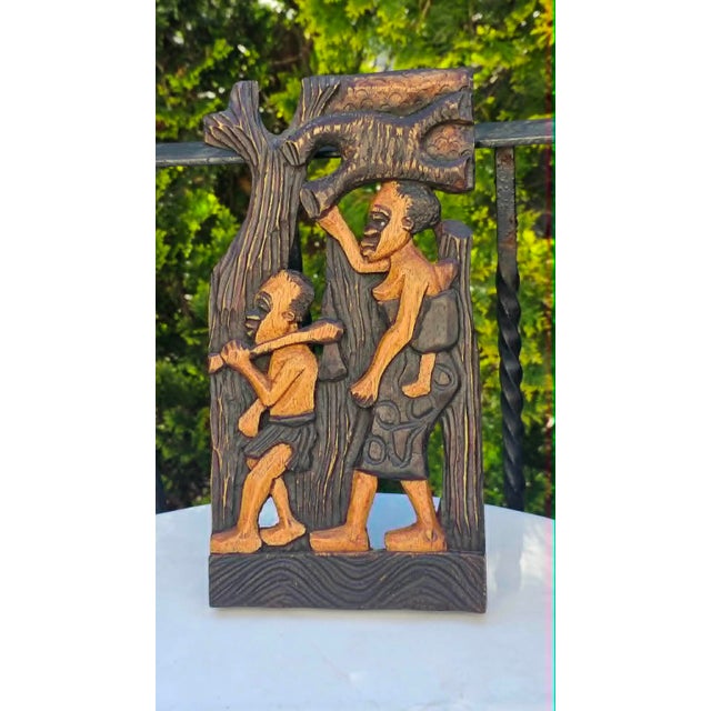 Carved Bas-Relief in Afromosia African Teak, Rwanda, 1970s For Sale - Image 10 of 10