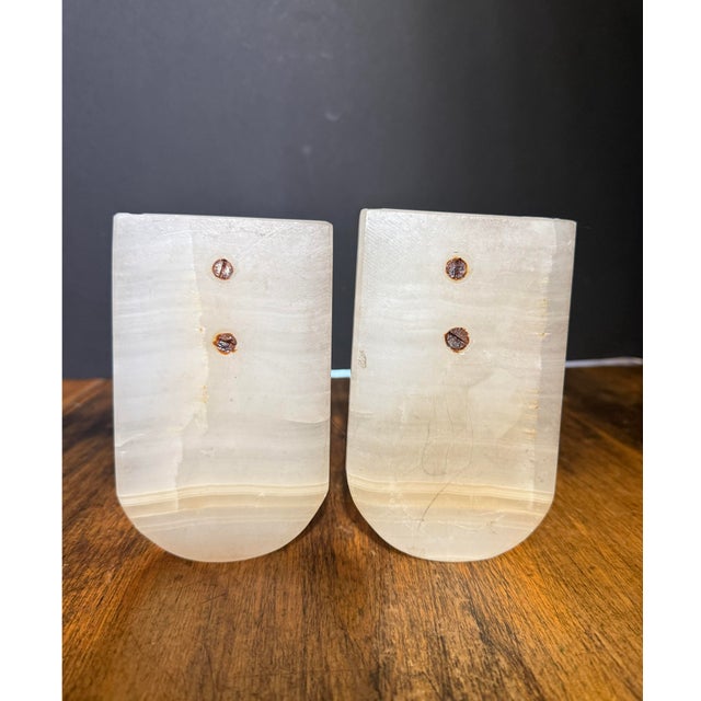 Alabaster Vintage Onyx Stone Marble Horse Head Bookends Hand Carved 9” Set of 2 For Sale - Image 8 of 11