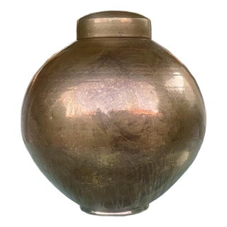 Gary McCloy Ceramic Gold-Bronze Glazed Ginger Jar Vase 1980s For Sale