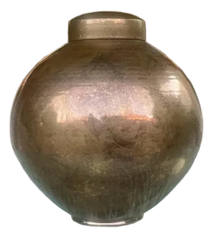 Gary McCloy Ceramic Gold-Bronze Glazed Large Ginger Jar Vase 1980s