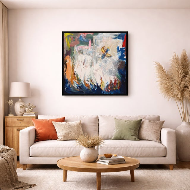 6.2 million paint strokes and a banana with duct tape that sold for 6.2 million dollars. Oil painting on canvas, framed....