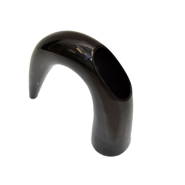 Toyo Japan Black Sculptural Ceramic Vase, Vessel Asian Mid-Century Modern For Sale - Image 10 of 10