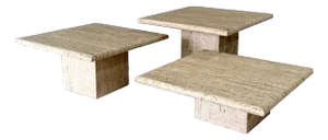 Italian Travertine Nesting Side Tables, 1970s, Set of 3