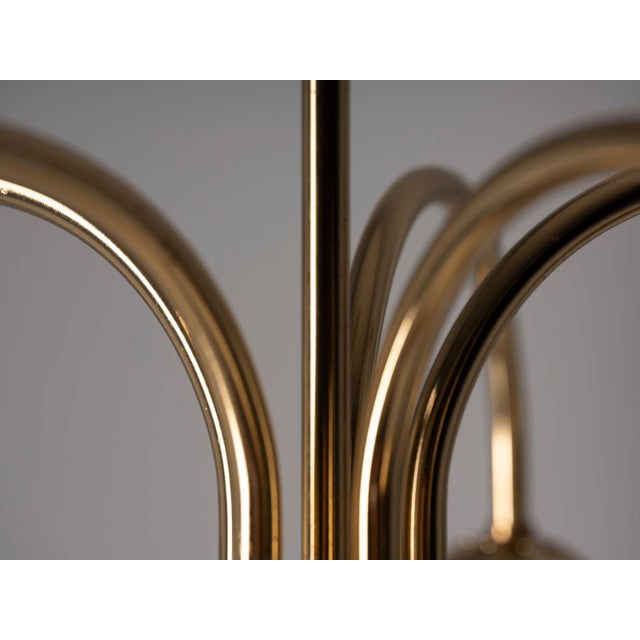 Brown Vintage Brass Floor Lamp with Five Opaline Glass Shades, 1950s For Sale - Image 8 of 9