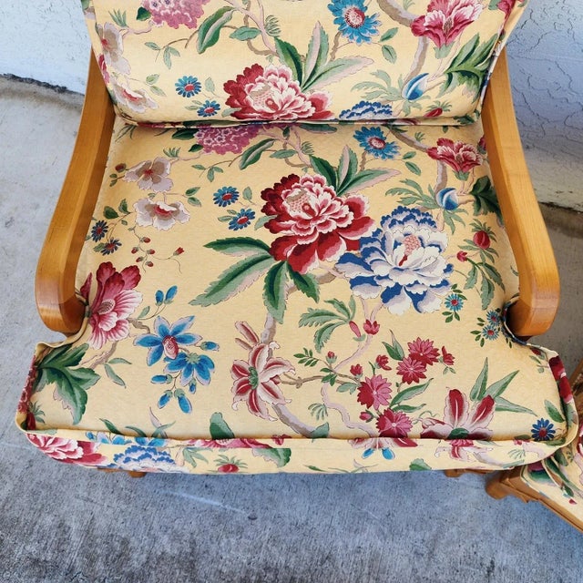 Antoinette Lounge Chairs Tropical Floral Pair For Sale - Image 10 of 18