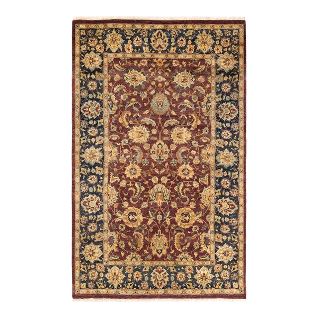 Red Mogul, One-of-a-Kind Hand-Knotted Area Rug in Red, 4' 7" x 7' 4" For Sale - Image 8 of 8