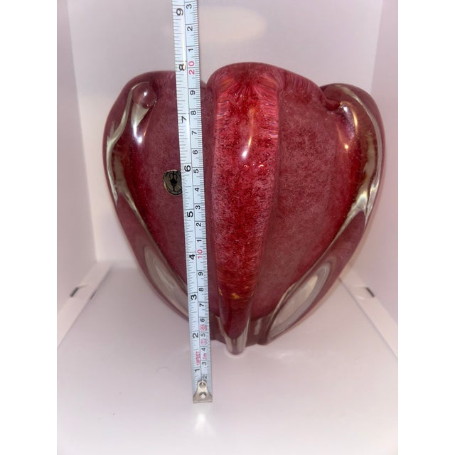 Pink Beautiful Vintage Tokyo Glass Murano Style Art Glass Bowl / Centerpiece – Cranberry Pink Controlled Bubble Glass, 8 LBS For Sale - Image 8 of 8