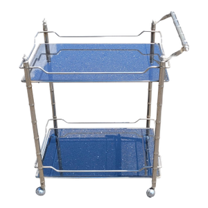 1950s Silver Tone Bamboo Bar Cart