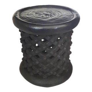 Old African Spider Bamileke Wood Table/ Stool 15.75" H For Sale