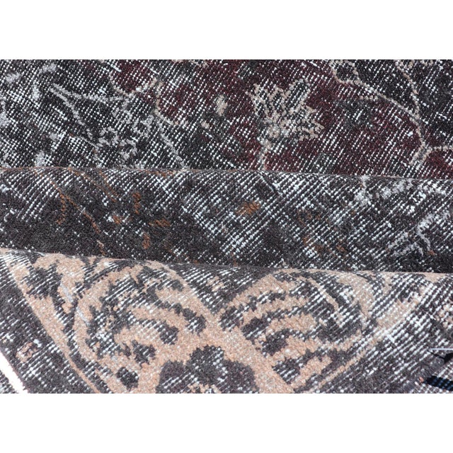 Over Dyed Gallery Oushak With All-Over Floral Design in Charcoal, Cream & Grays For Sale - Image 14 of 15