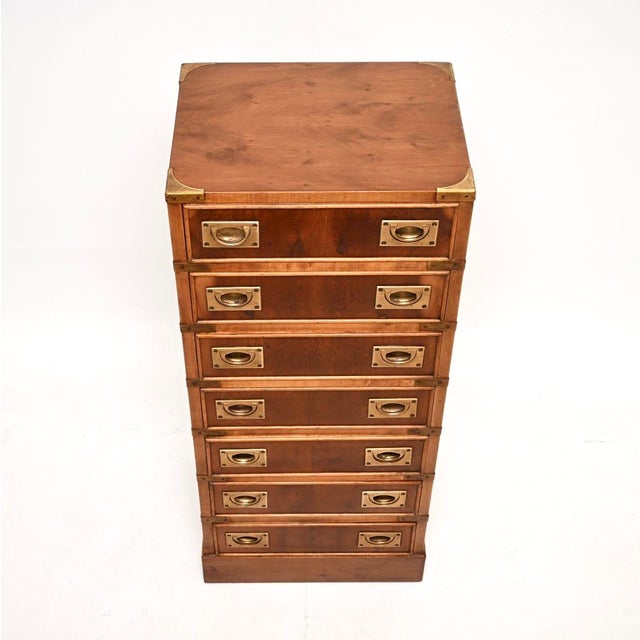 1950s Antique Military Campaign Style Chest of Drawers in Yew Wood, 1950 For Sale - Image 5 of 10